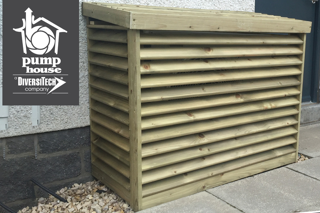 Air Source Heat Pump Louvered Wooden Guard Heating & Plumbing